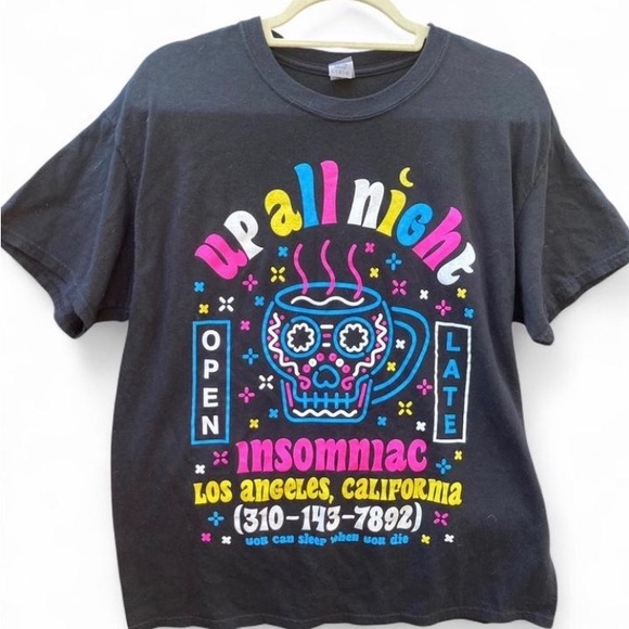 Vintage Insomniac "Up All Night" Neon Graphic T-Shirt - Picture 3 of 6